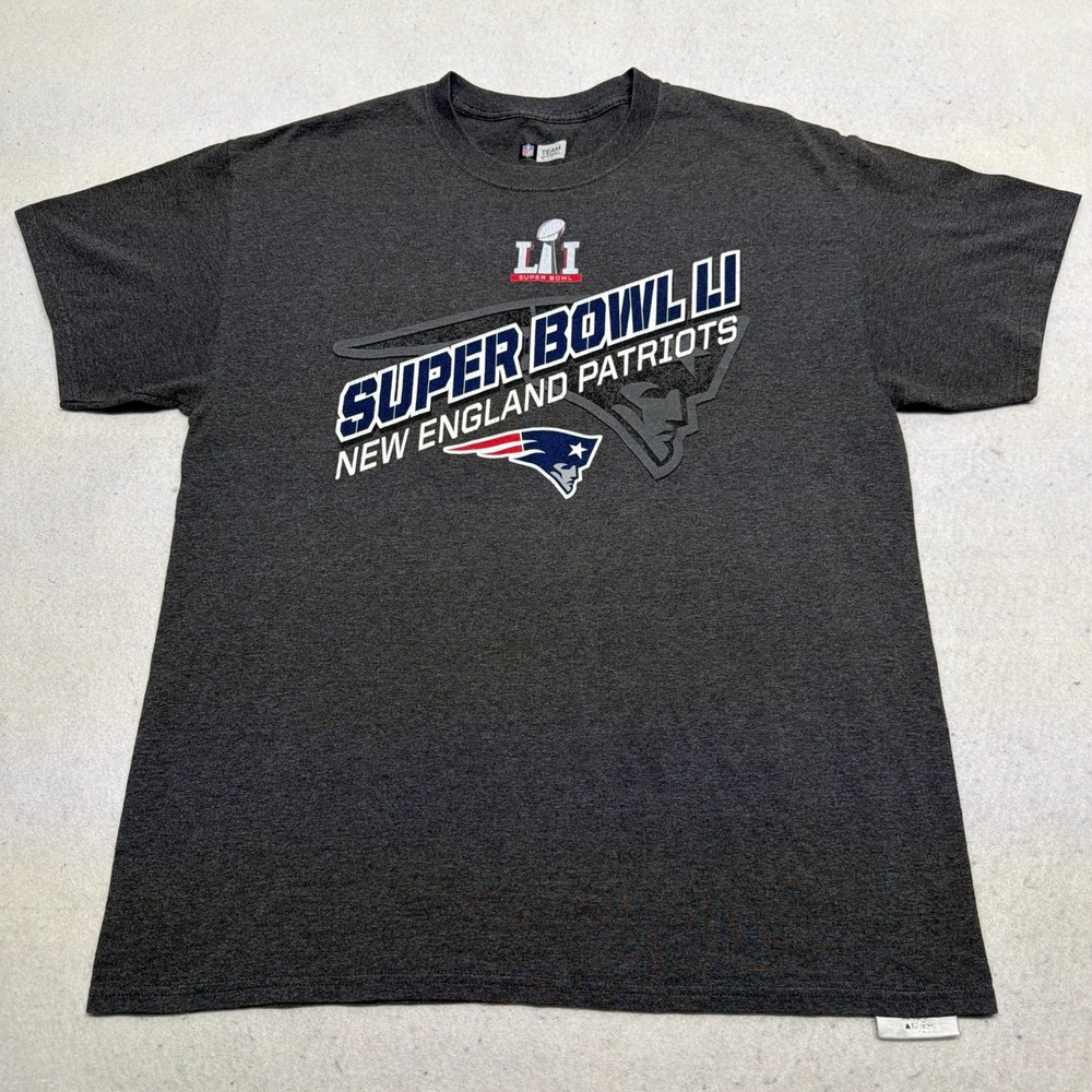 New England Patriots Super Bowl LI 51 NFL Team Apparel T-Shirt Mens Large Gray